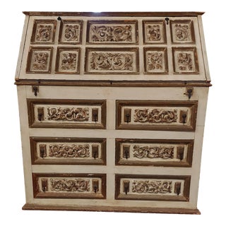 19th Century Italian Venetian Paint and Gold Slant Lid Desk For Sale