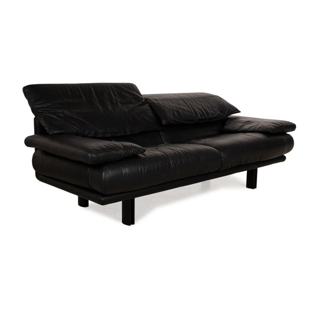 Alanda Two Seater Black Leather Sofa by Paolo Piva for B&b Italia / C&b Italia For Sale - Image 10 of 17