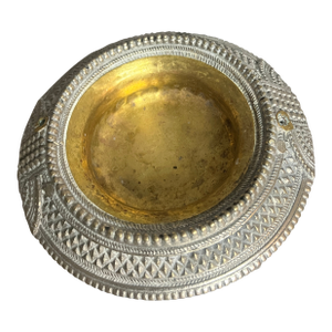 19th Century Indian Brass Repurposed Slave Anklet Dish / Ashtray
