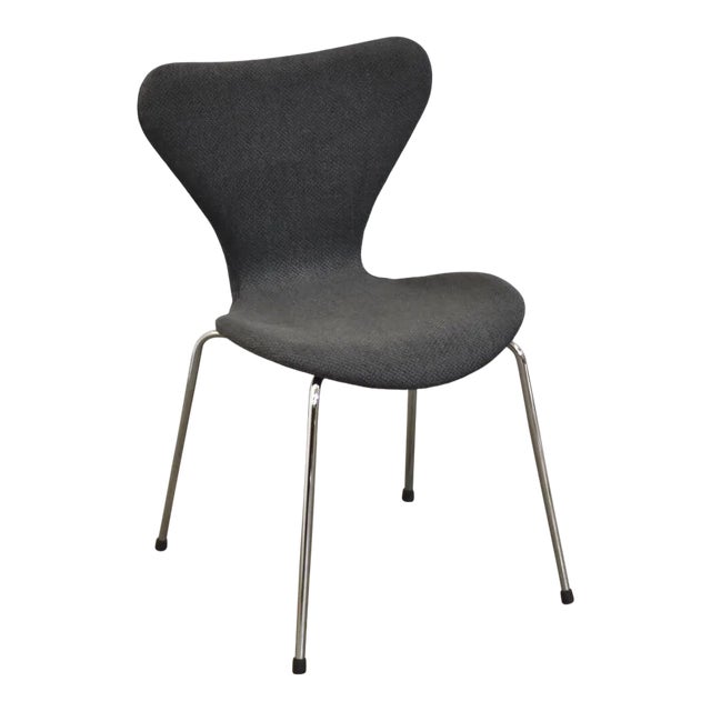 1970s Grey Tweed and Chrome Modern Desk Chair For Sale