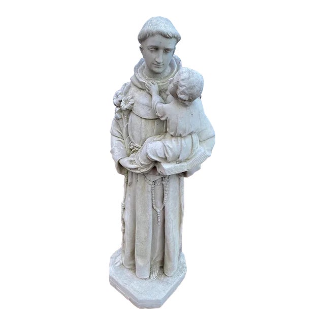 Cement Figurative Sculpture of St. Anthony of Padua For Sale