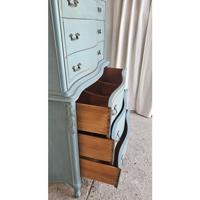 Turquoise Vintage Chest of Drawers, Turquoise Tall Dresser, Circa 1950's For Sale - Image 8 of 13