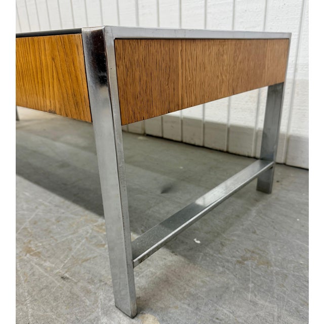 Mid 20th Century Mid-Century Modern Walnut & Chrome Smoked Glass Coffee Table For Sale - Image 5 of 7