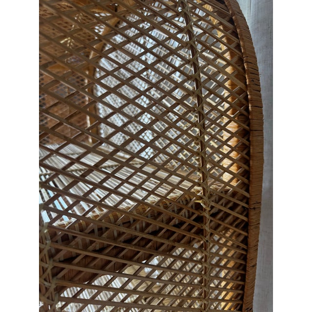 Tan Vintage Asian Boho Chic Wicker Rattan Arched Peacock Etagere Display Book Shelf For Sale - Image 8 of 9