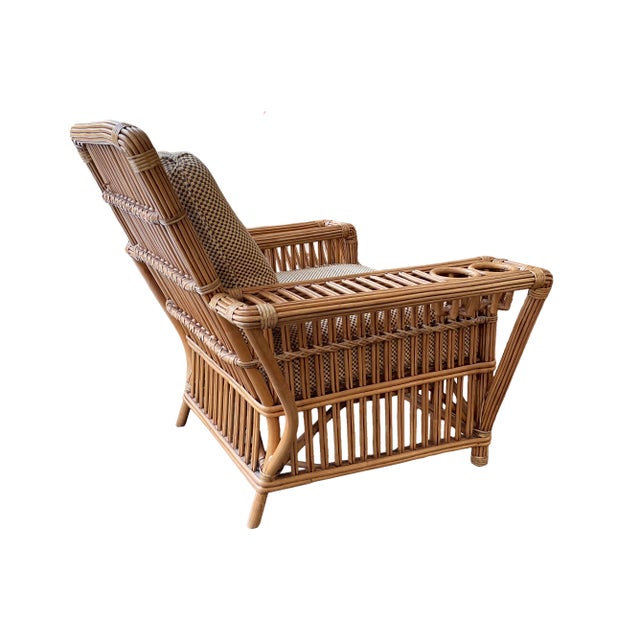 Palecek 1990s Palecek President's Rattan Chairs and Ottomans For Sale - Image 4 of 6