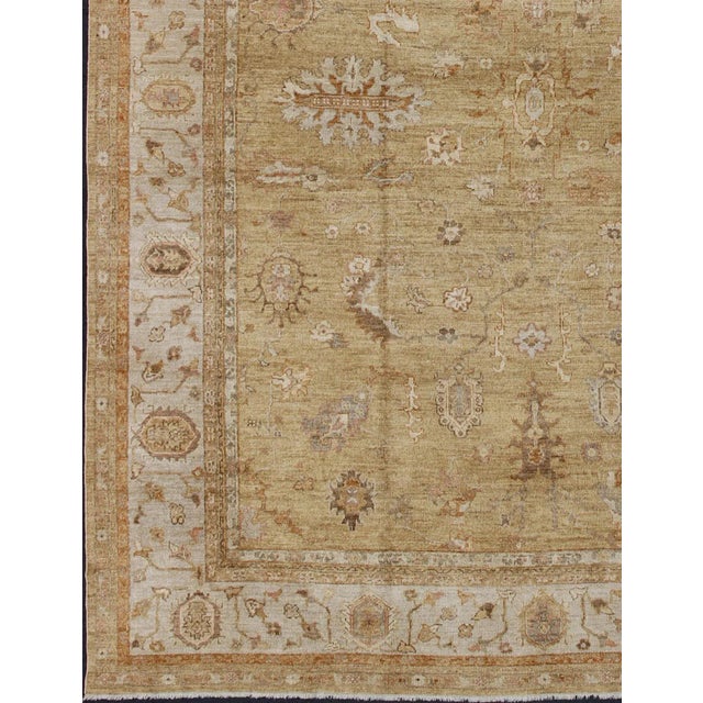 Large Angora wool Oushak rug by Keivan Woven Arts Rug in Warm Colors of Taupe, Soft Gold, Brown, Cream. Measures: 12'5'' x...