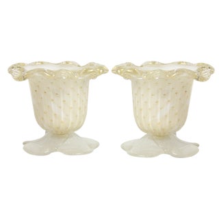 Murano Gold Bottondoro Table Lamps from Barovier & Toso, Italy, 1980s, Set of 2 For Sale