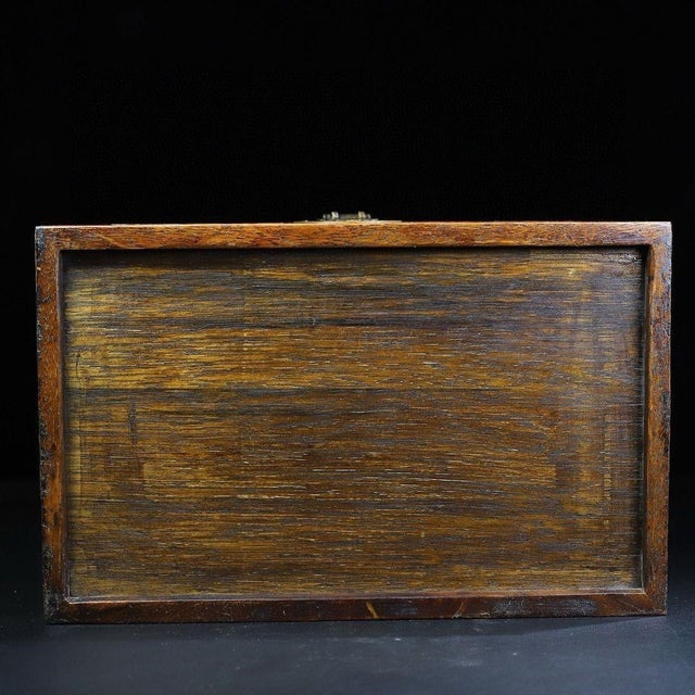 Wood Chinese Huali Rosewood Carved Treasure Box With Brass Hardware For Sale - Image 7 of 7