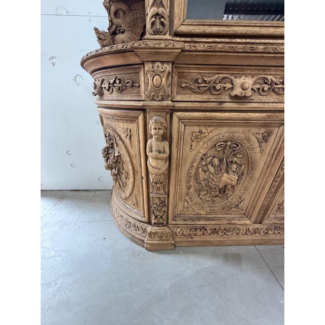 Wood A Masterpiece French 19th Century Louis XIII Bleached Solid Oak Hunting Buffet or Bookcase For Sale - Image 7 of 18
