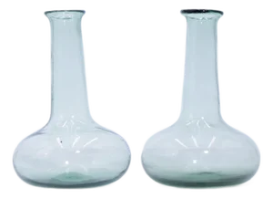 Antique Pair of Hand Blown Glass Bottle Vases