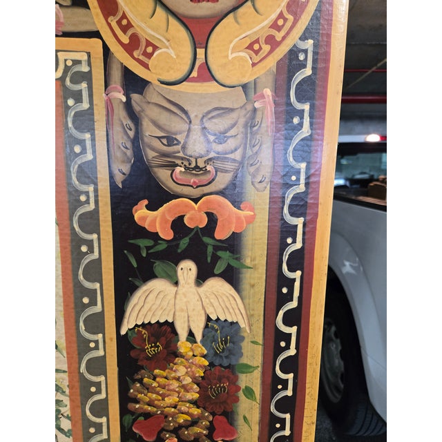 Late 20th Century Beautiful Italian Hand Painted Folding Screen of Peasants For Sale - Image 4 of 18