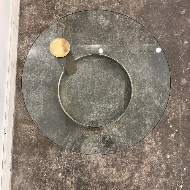 Pace Leon Rosen for Pace Cantilever Brass and Glass Postmodern Coffee Table For Sale - Image 4 of 12