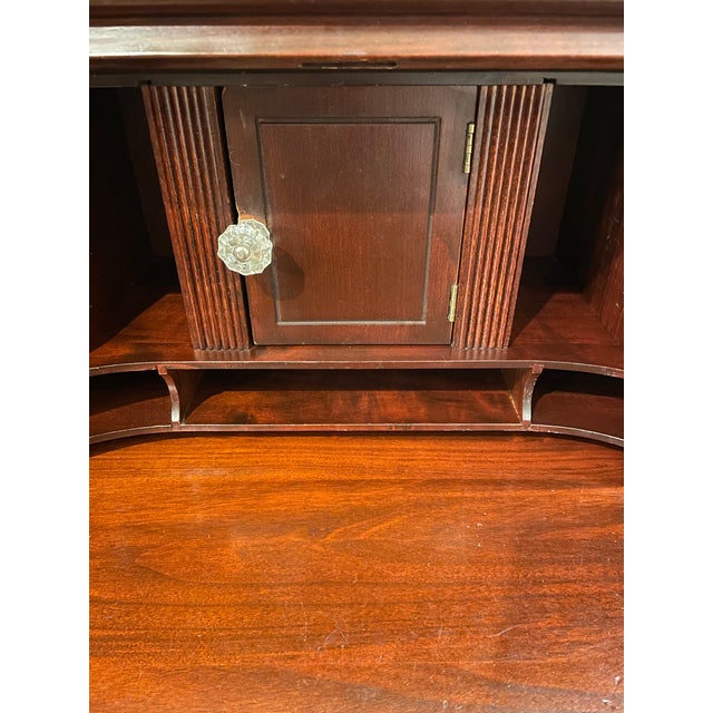 1910s Early 20th Century Colonial Revival Mahogany Slant-Front Secretary Desk With Serpentine Drawers, c.1910 For Sale - Image 5 of 12