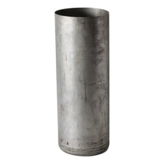 Paul Mayen Style Vintage Industrial Chic Modern Cylindrical Umbrella Stand With Patina Mid Century For Sale