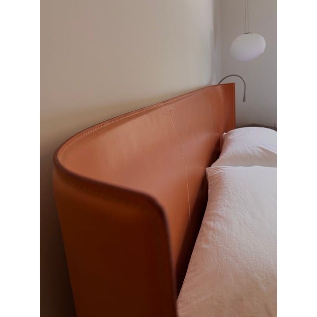 Camel B&b Italia Alys King Bed by Buratti Brothers — Thick Leather For Sale - Image 8 of 11