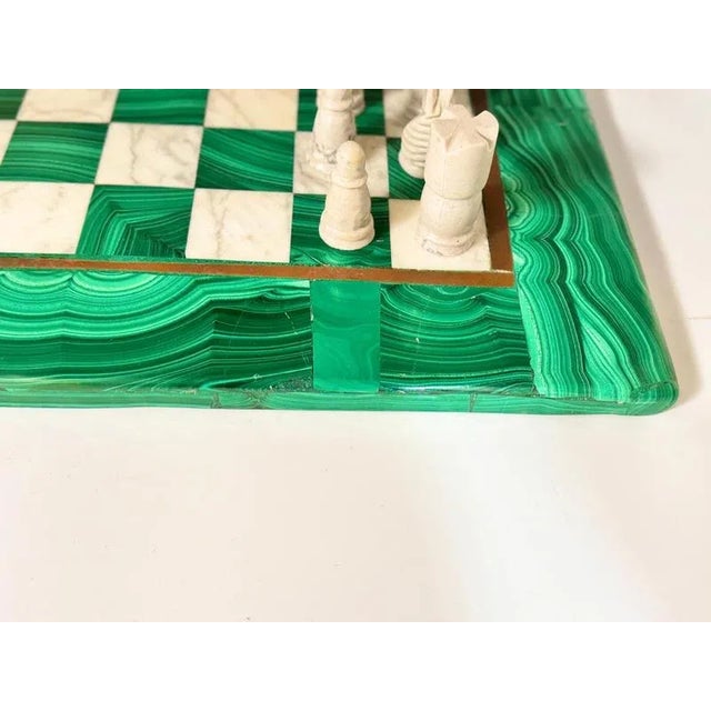 Large Early 20th Century Malachite & Carrara Marble Chess Board, 1920s For Sale - Image 3 of 13