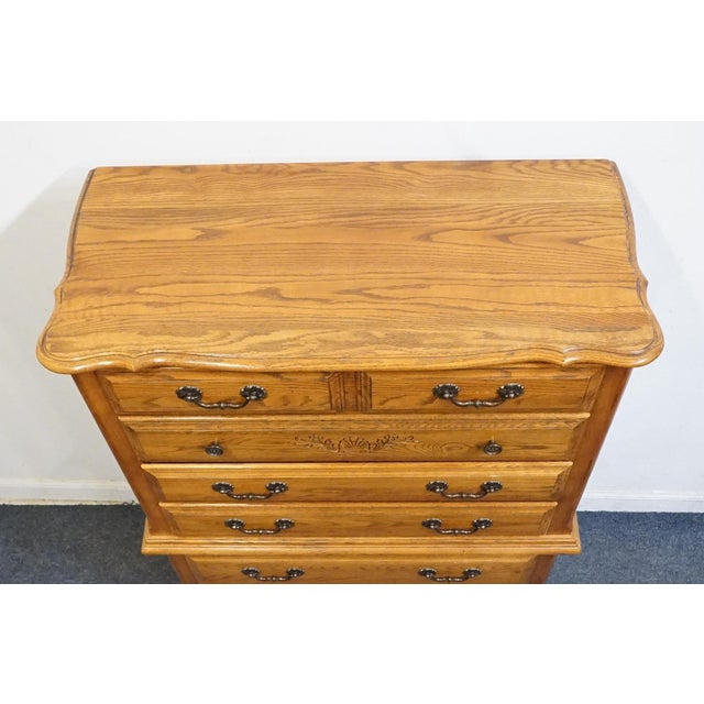 Brown Keller Furniture Solid Oak Country French Style 44" Chest on Chest 4670 For Sale - Image 8 of 12