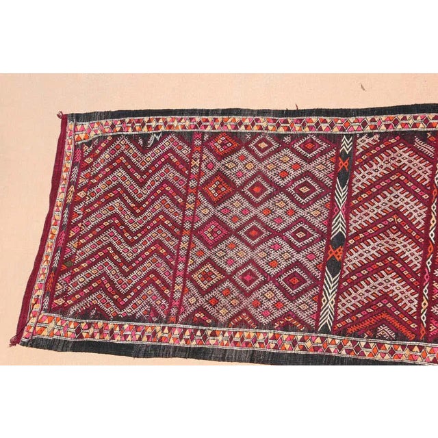 Vintage Moroccan Tuareg Tribal Runner Rug, Geometric Wool and Cotton, 1950s For Sale - Image 14 of 14