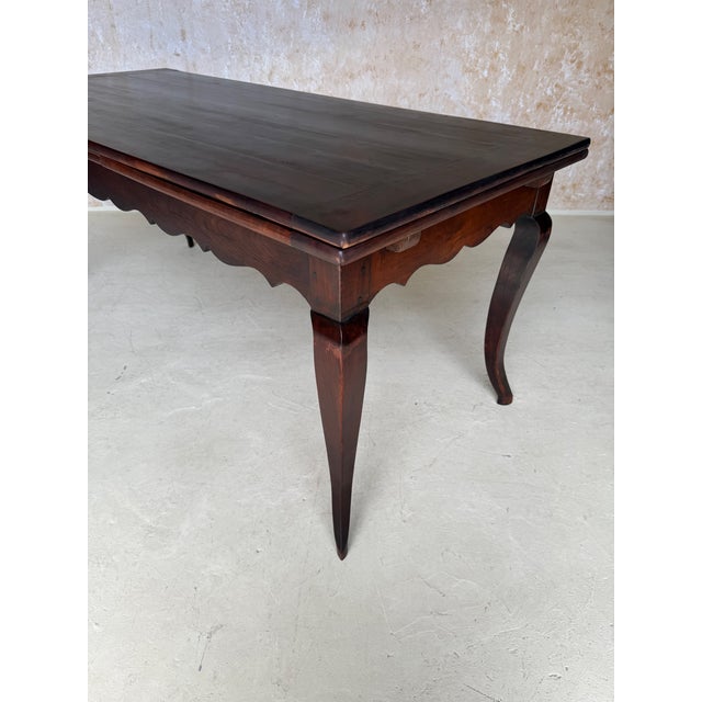 Wood French Early 20th Century Walnut Farm Table With Cabriole Legs and Two Extension Leaves For Sale - Image 7 of 18