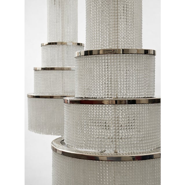 1920s Monumental Art Deco–Style Crystal Chandeliers by Delisle (Paris) - a Pair} For Sale - Image 4 of 6