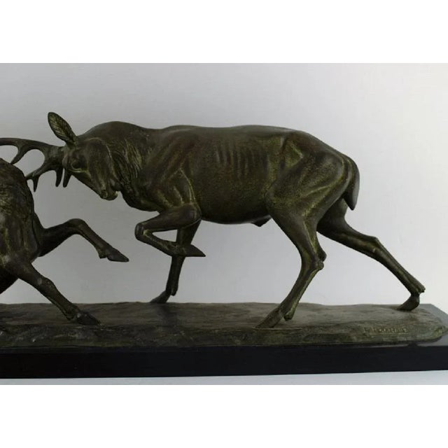 Black Fighting Deer Colossal Sculpture by Irénée Rochard, France For Sale - Image 8 of 11