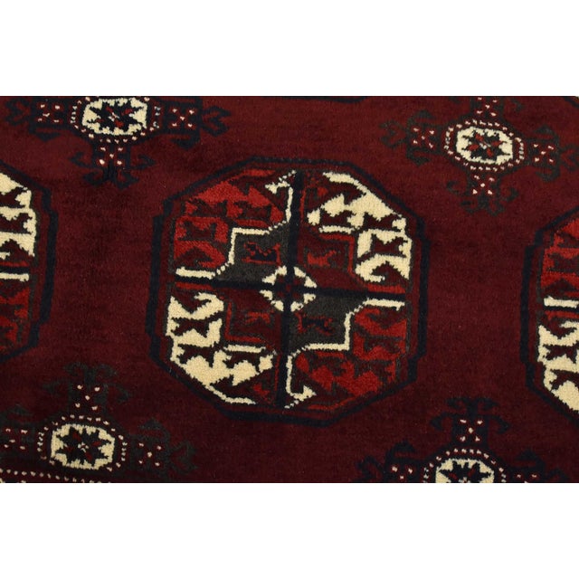Turkmen Rug 7'7'' X 12'5'' Red Wool Vintage Hand-Knotted Oriental Carpet For Sale - Image 4 of 15