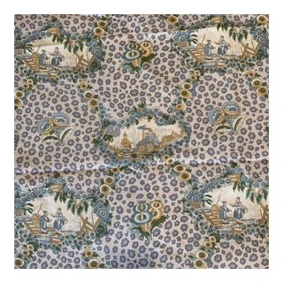 Brunschwig & Fils Chinese Leopard Blue Green Cotton Fabric- 6 Yards For Sale