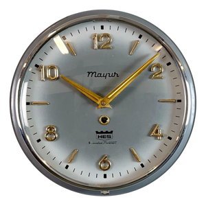Vintage Indian Mechanical Wall Clock from HES, 1960s