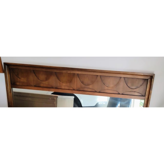 Wood 1960's Mid Century Modern Broyhill Brasilia Triple Dresser and Mirror For Sale - Image 7 of 14