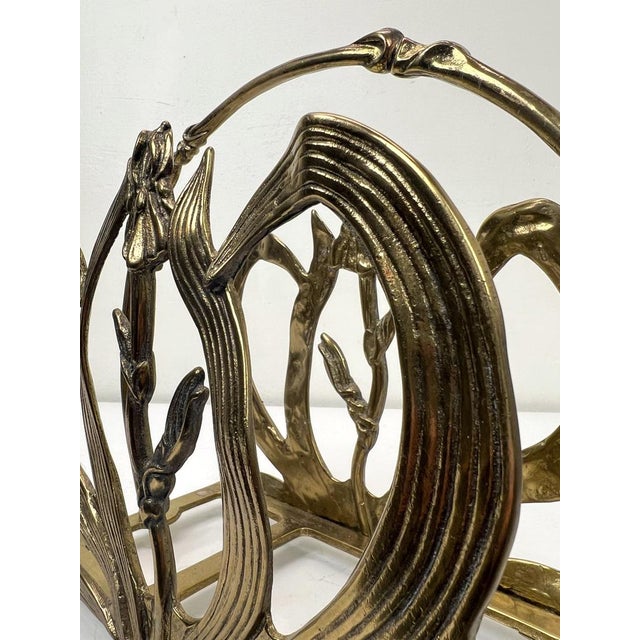 1970s Floral Magazine Rack in Brass by Gilde Handwerk, 1970s For Sale - Image 5 of 14