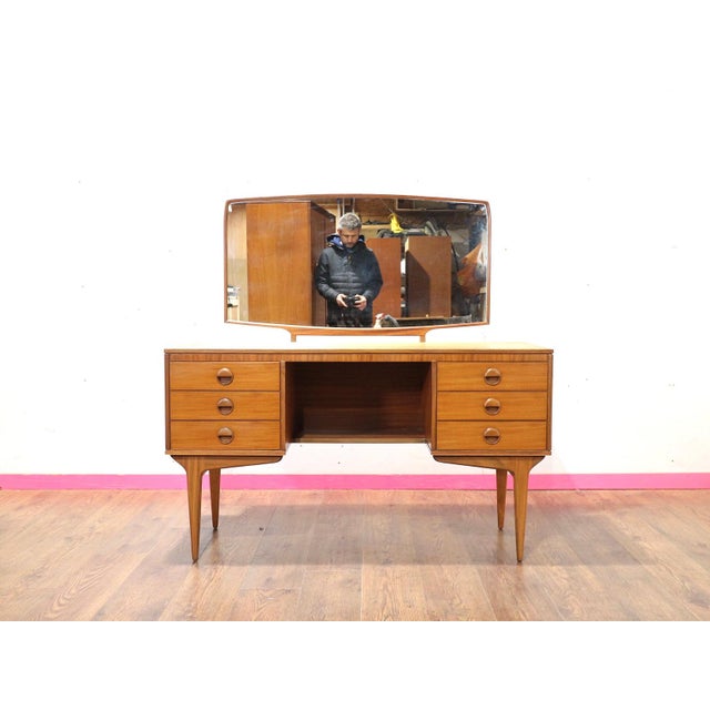 Brown 1960s Mid Century Modern Vintage Teak Vanity Desk by Butilux For Sale - Image 8 of 15