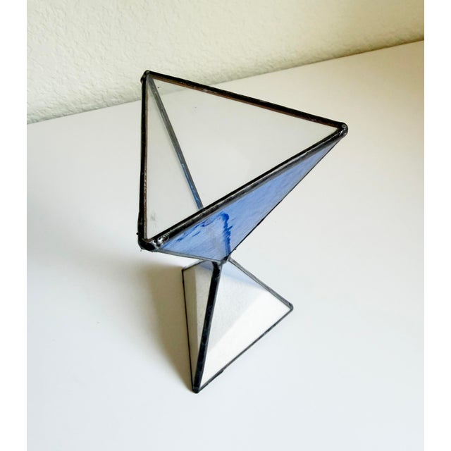 Mid-Century Modern 1970s Cobalt Stained Glass Hourglass For Sale - Image 3 of 6