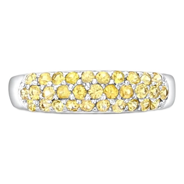 Cluster Citrine Stone Ring 1.00cttw 14k White Gold, Size 4 For Sale