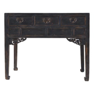 Antique Chinese 40" Three-Drawer Console Table For Sale