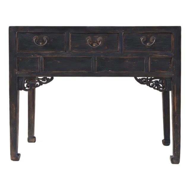 Antique Chinese 40" Three-Drawer Console Table For Sale