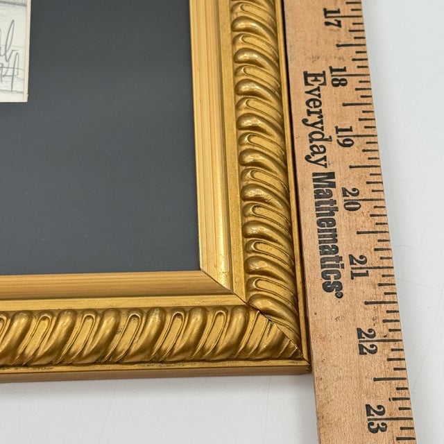 Vintage 1994 Signed Female Nude Charcoal Drawing Gold Gilt Frame For Sale - Image 10 of 11