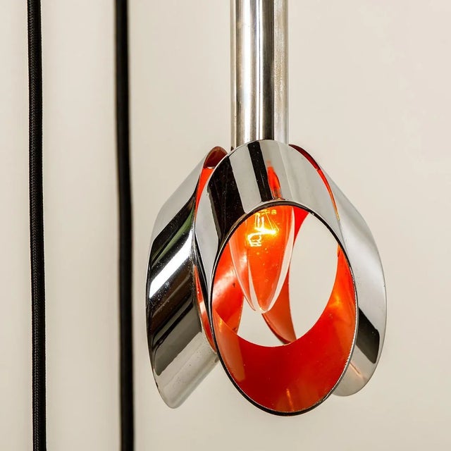 Cascade Fixture with Six Chrome and Orange Pendants in Raak Style, 1970s For Sale - Image 13 of 18