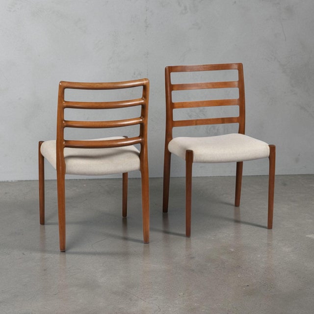 Wood 6 Original j.l. Møller Model 85 Danish Teak Ladderback Dining Chairs For Sale - Image 7 of 17