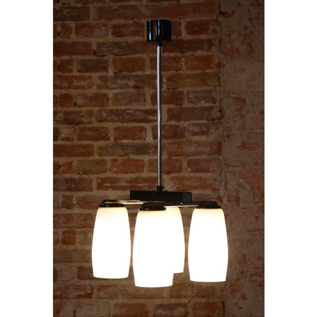 Mid-Century Modern Chandelier in Chrome and Opaline Glass by Drupol, Czech, 1960s For Sale - Image 13 of 15