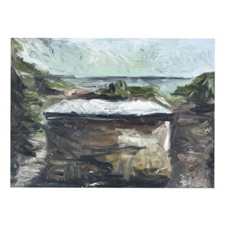 Dieter Nuhr, Hut on the Shore, 1985, Large Acrylic Painting For Sale