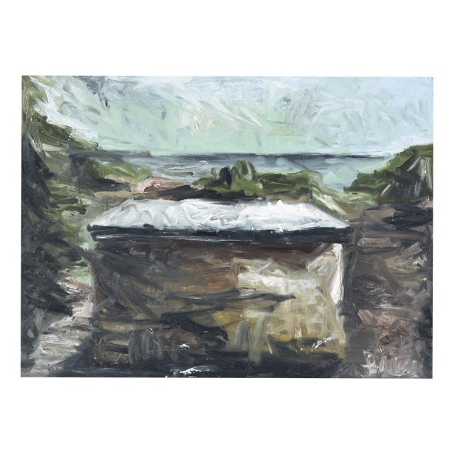 Dieter Nuhr, Hut on the Shore, 1985, Large Acrylic Painting For Sale