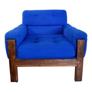 Mid Century Blue Italian Arm Chair For Sale