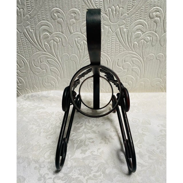 Metal Vintage Mid Century Iron Grapes and Leaves Wine Bottle Holder For Sale - Image 7 of 8