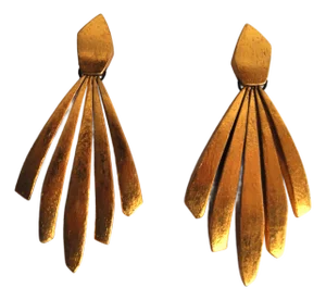 Modernist Sculptural Goldfoil Earclips from Monies, Denmark, 2000s, Set of 2