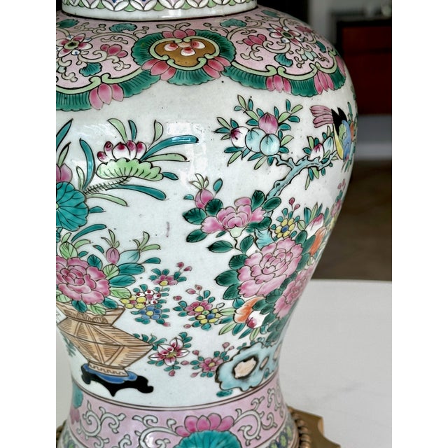 Single Late 19th Century Chinese Famille Rose Porcelain Vase Mounted Table For Sale - Image 9 of 18