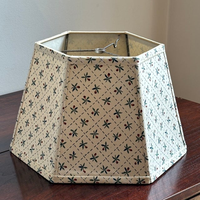 Late 20th Century Hexagonal Fabric Lamp Shade With Floral Motif For Sale - Image 12 of 12