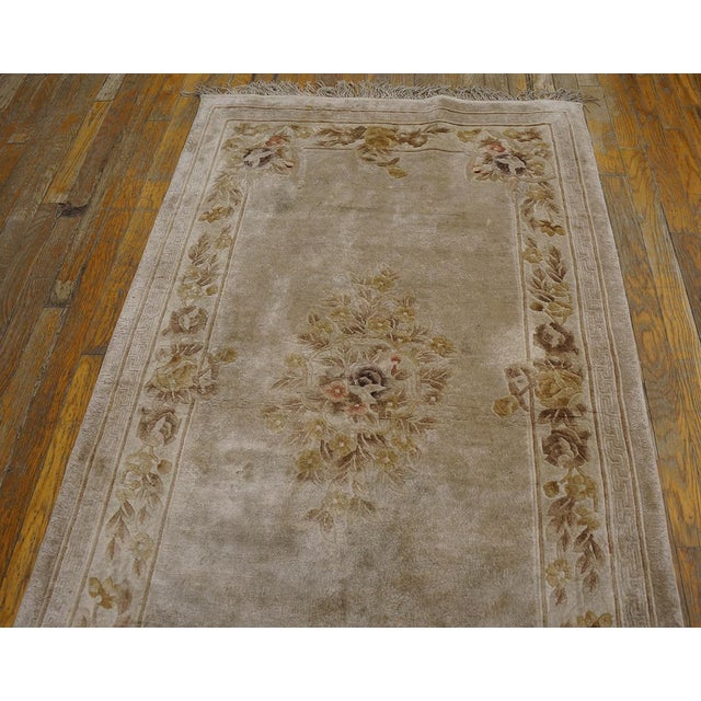 1980s Light Gray Floral Vintage Chinese Silk Rug 3' X 5'2" Handknotted Wool Carpet For Sale - Image 13 of 18