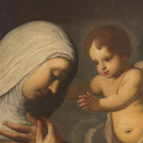Santa Rosa of Lima and the Child Jesus, Oil Painting, Framed For Sale - Image 4 of 13