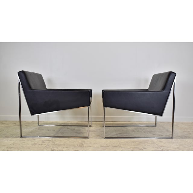 Black Contemporary Fabien Baron for Bernhardt B3 Leather Lounge Chairs – A Pair For Sale - Image 8 of 13