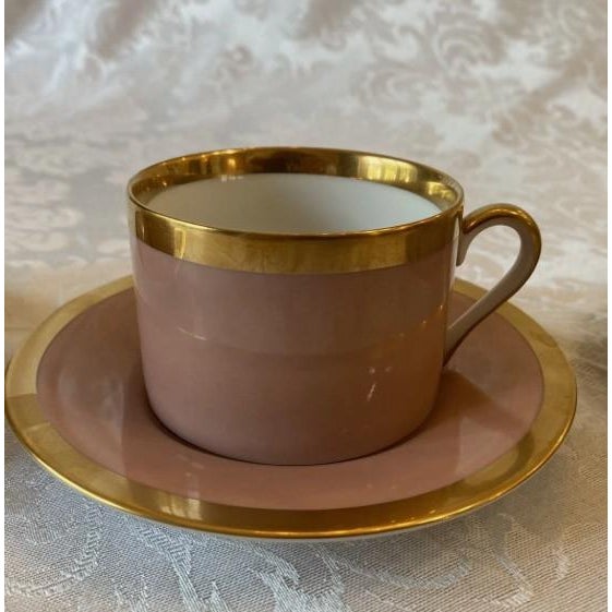 1980s Fitz and Floyd Versailles Dusty Rose Gold 4 Tea Cups and Saucers - 8 pcs For Sale In Chicago - Image 6 of 6